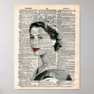 Vintage dictionary page with Queen E 2 Poster