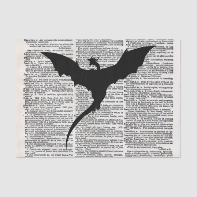 Vintage Dictionary Paper Dragon Medieval (Front)