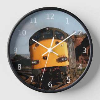 Vintage diesel engine, class 37, white numbers clock