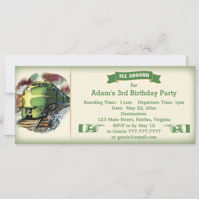 Vintage Diesel Train Birthday Party Invitation (Front)