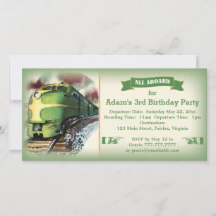 Vintage Diesel Train Birthday Party Invitation