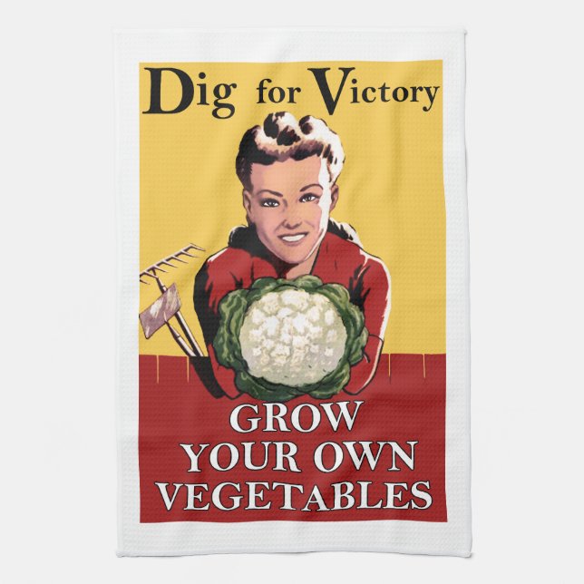 Vintage Dig for Victory Kitchen Towel (Vertical)