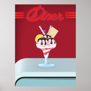 Vintage Diner ice cream restaurant Poster
