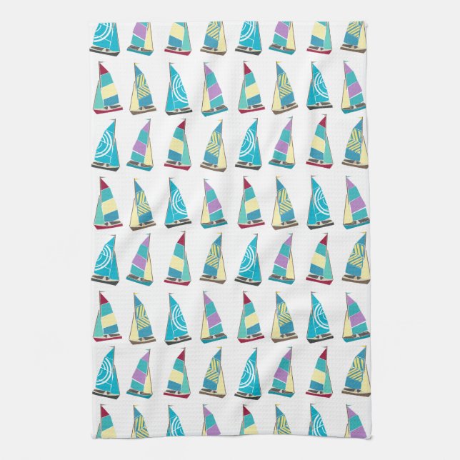 Vintage Dinghies Kitchen Towel (Vertical)