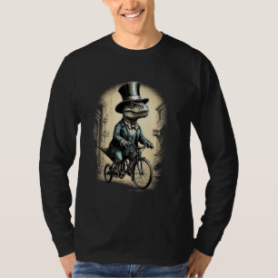 Vintage Dinosaur On Bicycle Funny Retro Trex Ridin T-Shirt