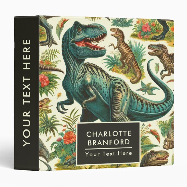 Vintage Dinosaur Painting Binder (Front/Spine)