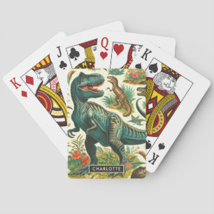 Vintage Dinosaur Painting Playing Cards