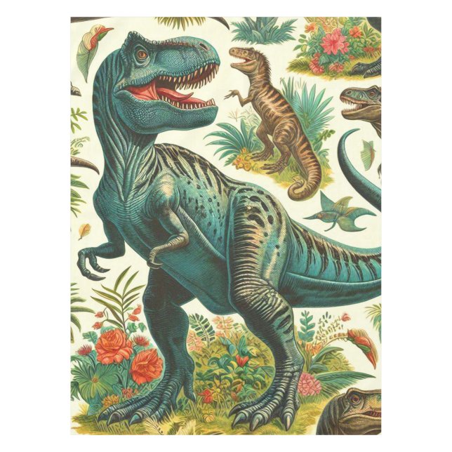 Vintage Dinosaur Painting Tablecloth (Front)