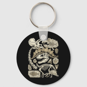 Vintage Dinosaur Skeleton Fragments Paleontology Keychain