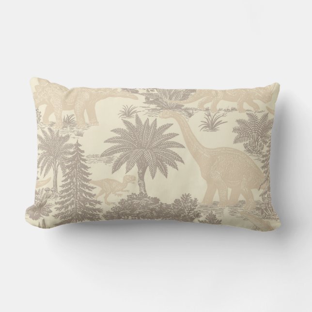 Vintage Dinosaur Toile Pattern Lumbar Pillow (Front)