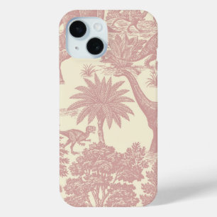 Vintage Dinosaur Toile Pattern Prehistoric Jungle  iPhone 15 Case