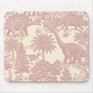 Vintage Dinosaur Toile Pattern Prehistoric Jungle  Mouse Pad