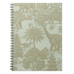 Vintage Dinosaur Toile Pattern Prehistoric Jungle Notebook