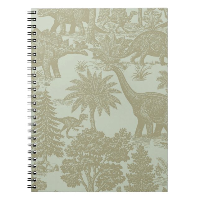 Vintage Dinosaur Toile Pattern Prehistoric Jungle  Notebook (Front)