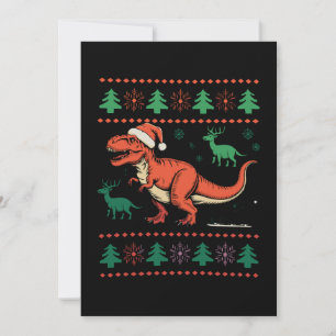 Vintage Dinosaur Ugly Christmas Sweater Xmas Retro Holiday Card
