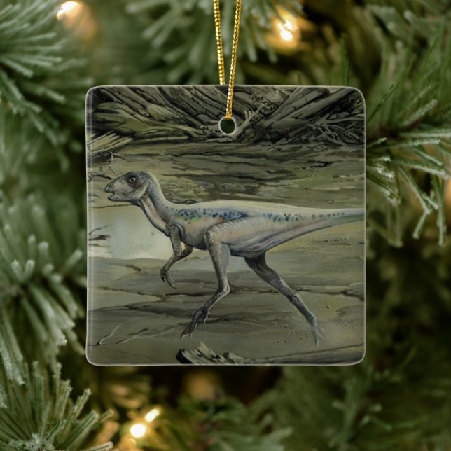 Vintage Dinosaurs, a Cretaceous Hypsilophodon Ceramic Ornament (Tree)