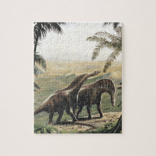 Vintage Dinosaurs, Amargasaurus with Palm Trees Jigsaw Puzzle