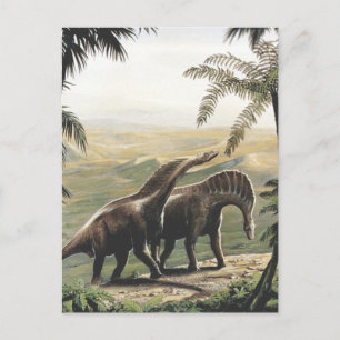Vintage Dinosaurs, Amargasaurus with Palm Trees Postcard