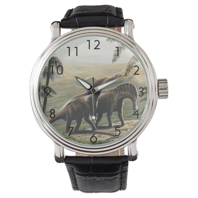 Vintage Dinosaurs, Amargasaurus with Palm Trees Watch (Front)