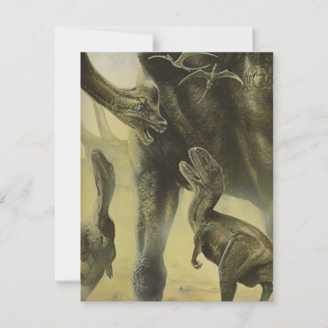 Vintage Dinosaurs, Brachiosaurus Birthday Party Invitation (Front)