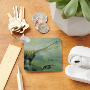 Vintage Dinosaurs, Brachiosaurus Swimming in Ocean Keychain