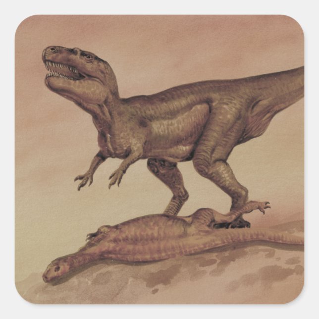 Vintage Dinosaurs, Carnivore Giganotosaurus Square Sticker (Front)