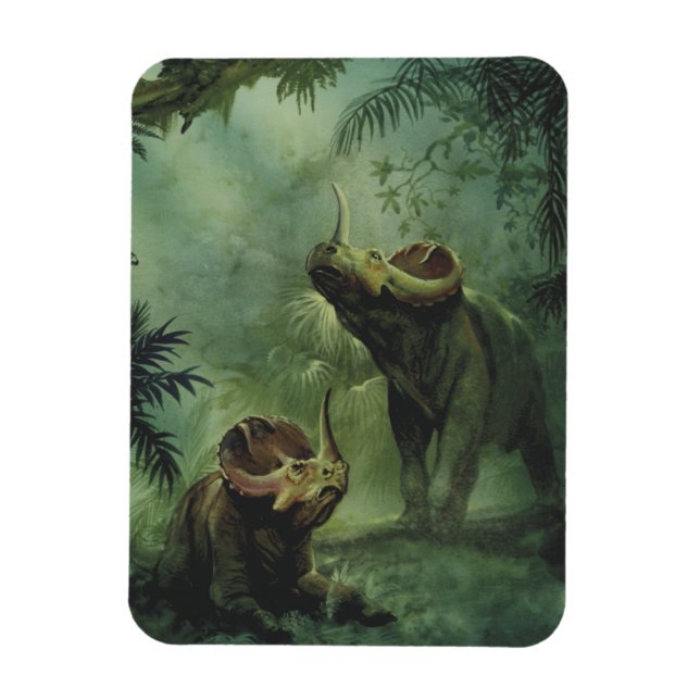 Vintage Dinosaurs, Centrosaurus in the Jungle Magnet (Vertical)