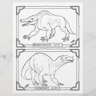 Vintage Dinosaurs - Colouring Page.