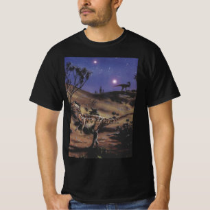 Vintage Dinosaurs, Dilophosaurus on a Starry Night T-Shirt