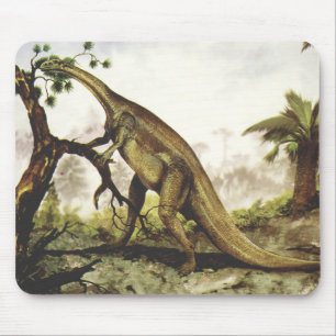 Vintage Dinosaurs, Plateosaurus Grazing on Trees Mouse Pad