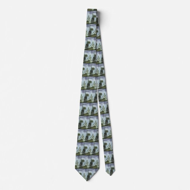 Vintage Dinosaurs, Sauroposeidon with Birds Flying Tie (Front)