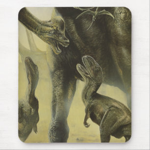 Vintage Dinosaurs, Torvosaurus and Brachiosaurus Mouse Pad