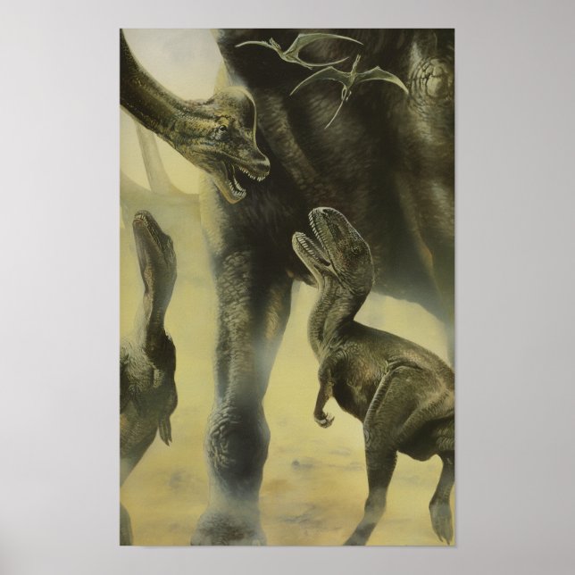 Vintage Dinosaurs, Torvosaurus and Brachiosaurus Poster (Front)