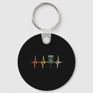Vintage Disc Golf Retro Heartbeat Gift Disc Golf Keychain