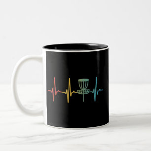Vintage Disc Golf Retro Heartbeat Gift Disc Golf  Two-Tone Coffee Mug