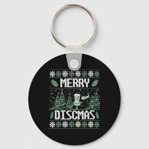 Vintage Disc Golf Ugly Christmas Merry Discmas Par Keychain