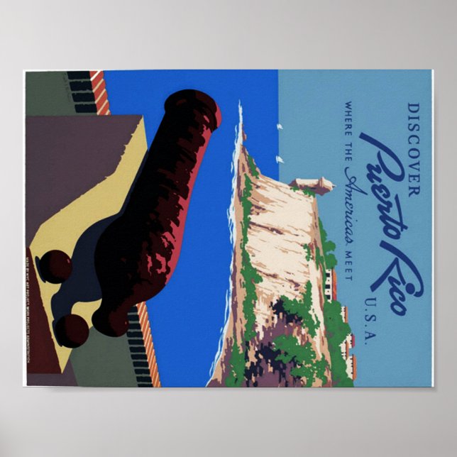Vintage Discover Puerto Rico WPA Poster (Front)
