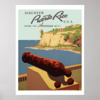 Vintage Discover Puerto Rico WPA Travel Poster