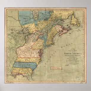 Vintage Discovery Map of The Americas (1771) Poster