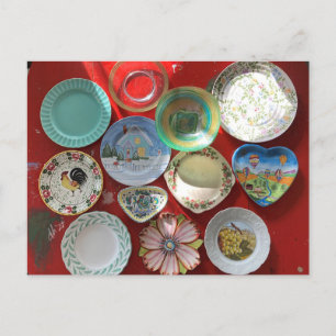 Vintage dishes postcard