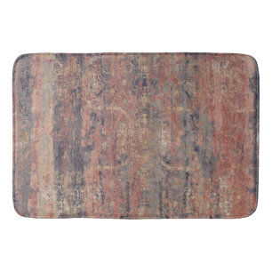 Vintage Distressed Abstract Antique Burnt Orange Bath Mat