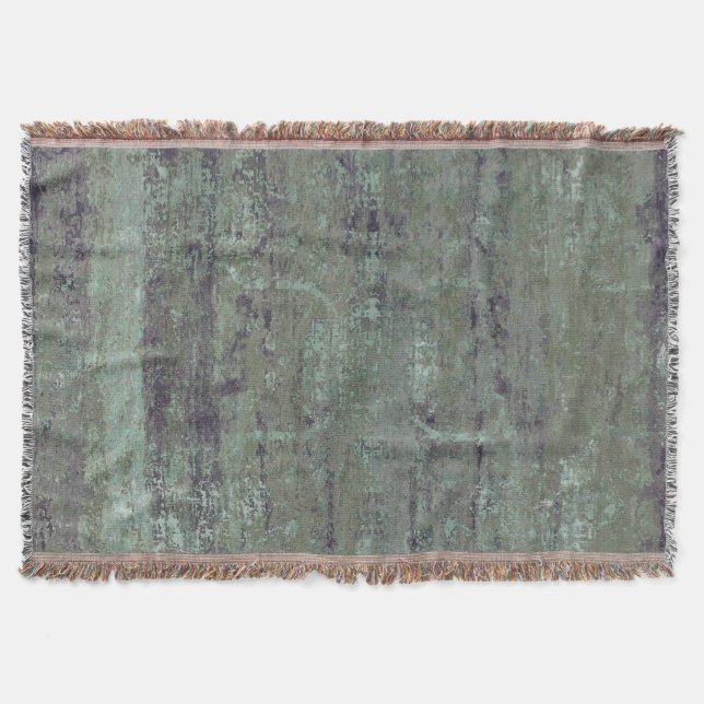 Vintage Distressed Abstract Antique Sage Green Throw Blanket (Front)