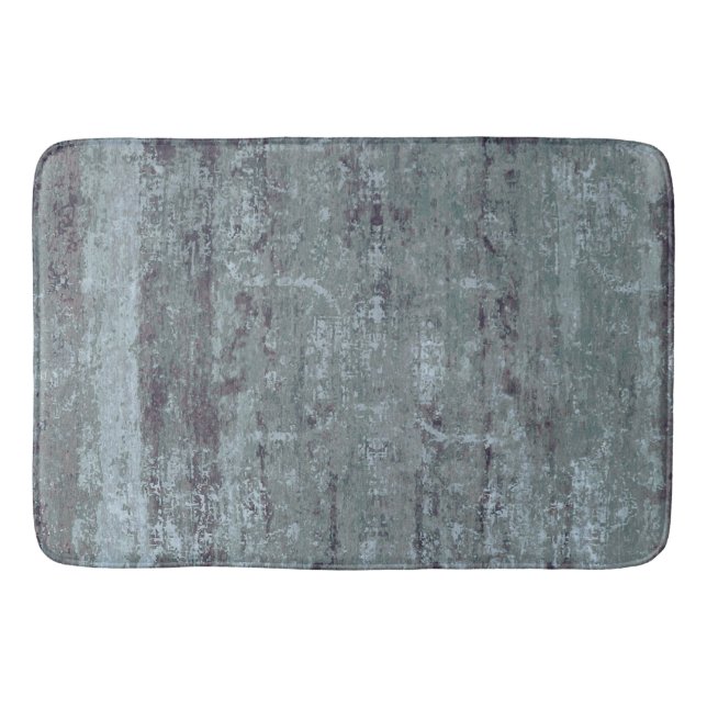 Vintage Distressed Abstract Antique Teal Blue Bath Mat (Front)