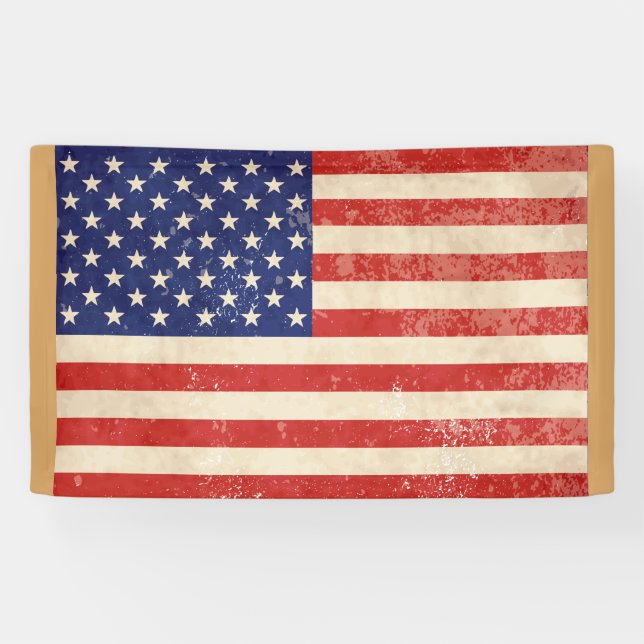 Vintage Distressed American Flag Banner (Horizontal)