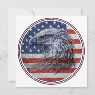 Vintage Distressed American Flag Eagle Invitation