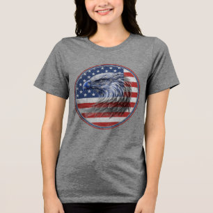 Vintage Distressed American Flag Eagle  Tri-Blend Shirt