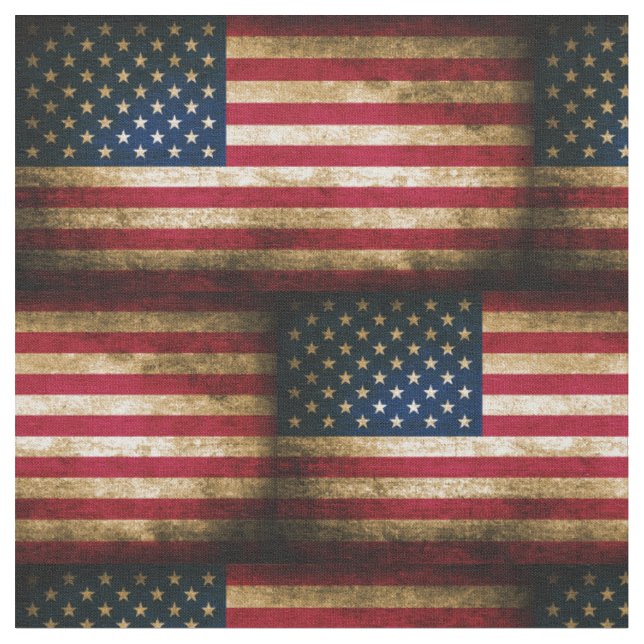 Vintage Distressed American Flag Fabric (Close Up)
