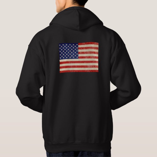 Vintage Distressed American Flag Hoodie (Back)