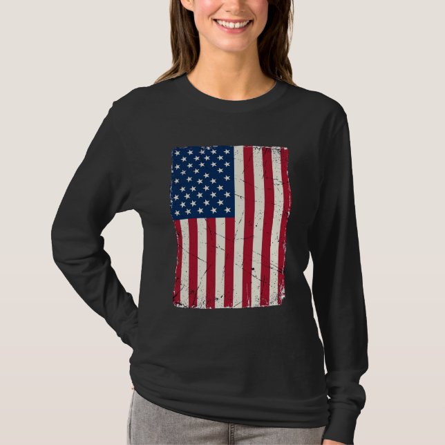 Vintage Distressed American Flag Vector Shirt Desi (Front)