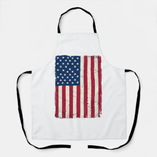 Vintage Distressed American Flag Vector Shirt Desi Apron